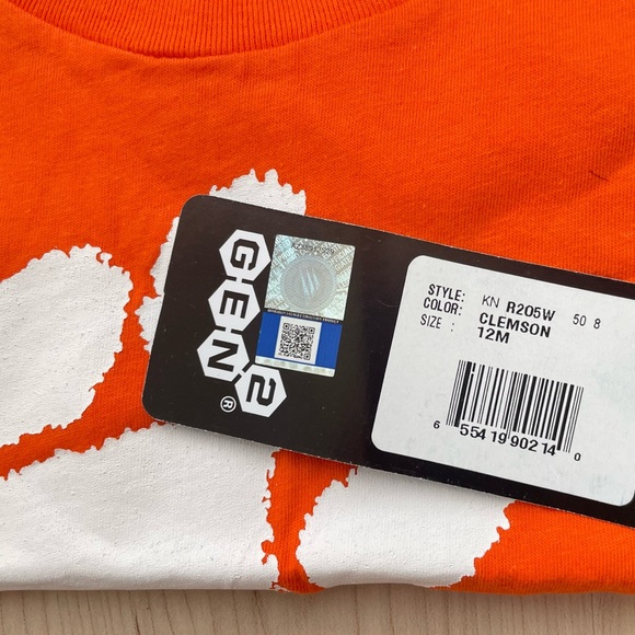 NWT Clemson University Tigers Infant Tee 12M Gen2 Kids Shirt - Picture 3 of 4